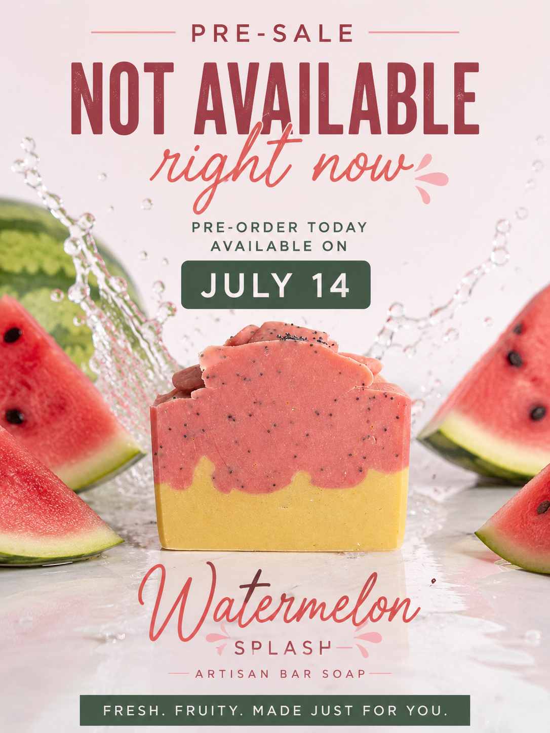 Watermelon Splash Artisan Soap-Sweet Summer Hydration in Every Bar