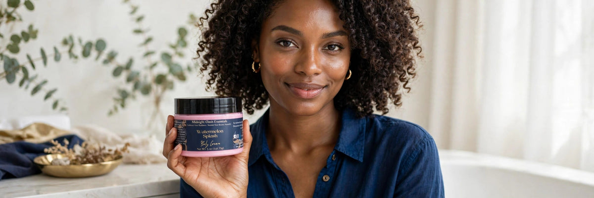 Woman holding Watermelon Splash Body Cream